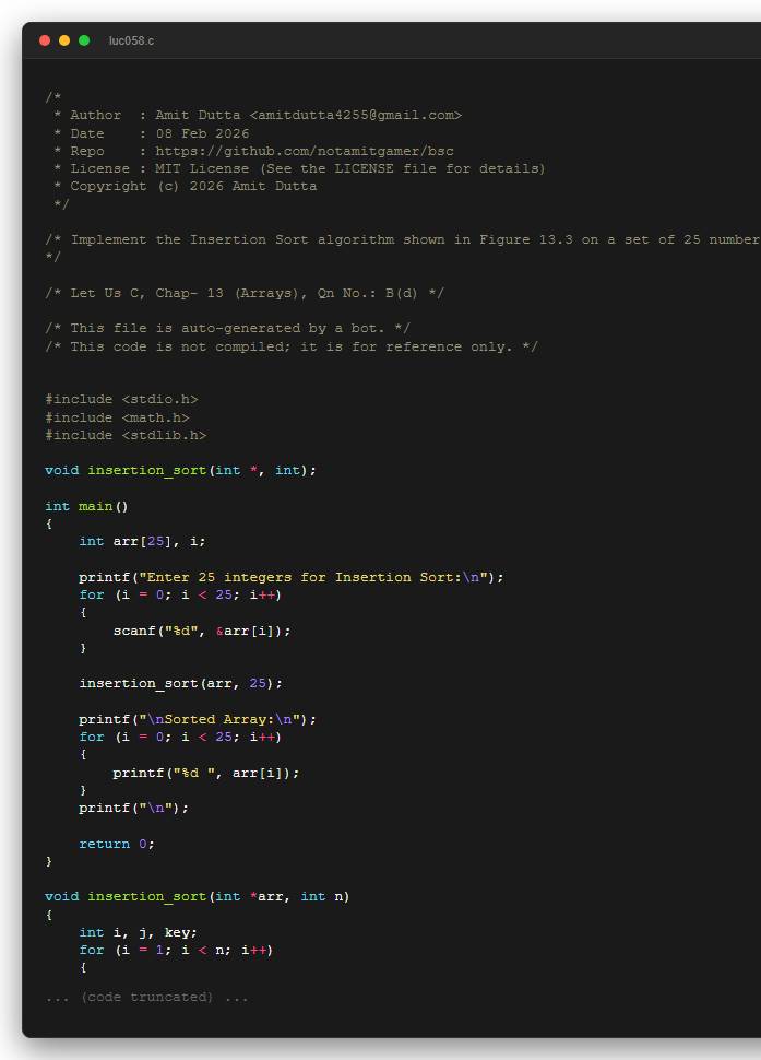 Implement the Insertion Sort algorithm shown in Figure 13.3 on a set of 25 numbers.